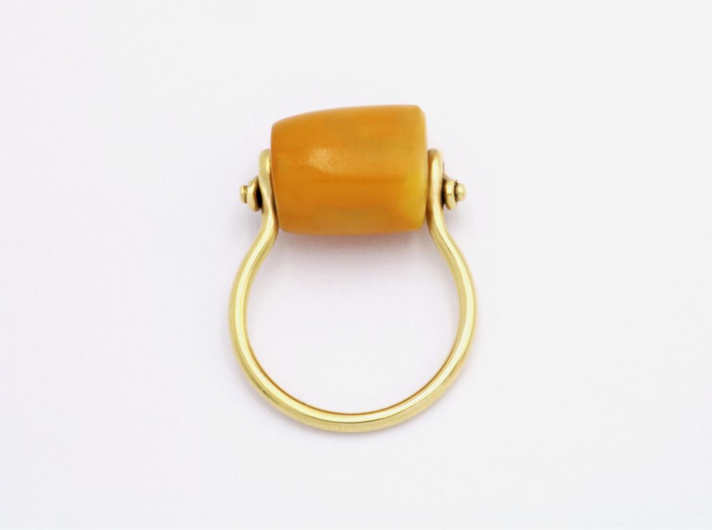 “Electra” Ring, gold, amber