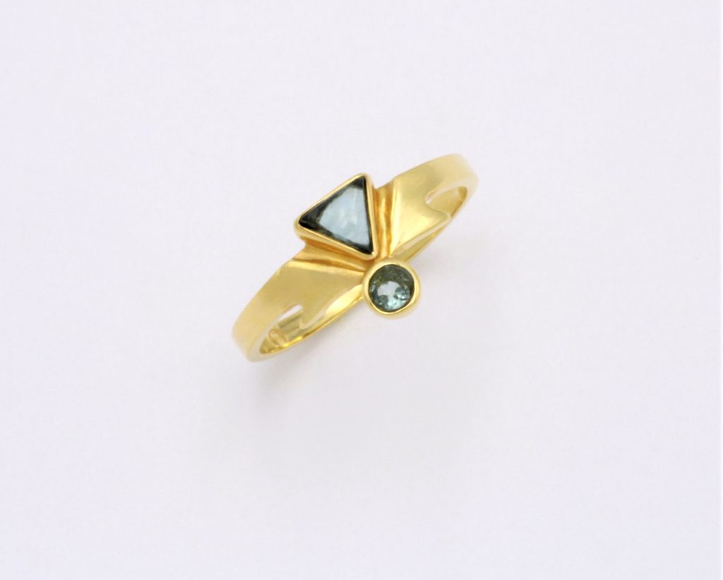 “Art nouveau” Ring, gold, tourmaline