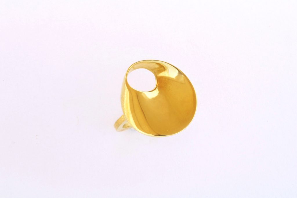 “Moebius ring III” Ring, silver, yellow