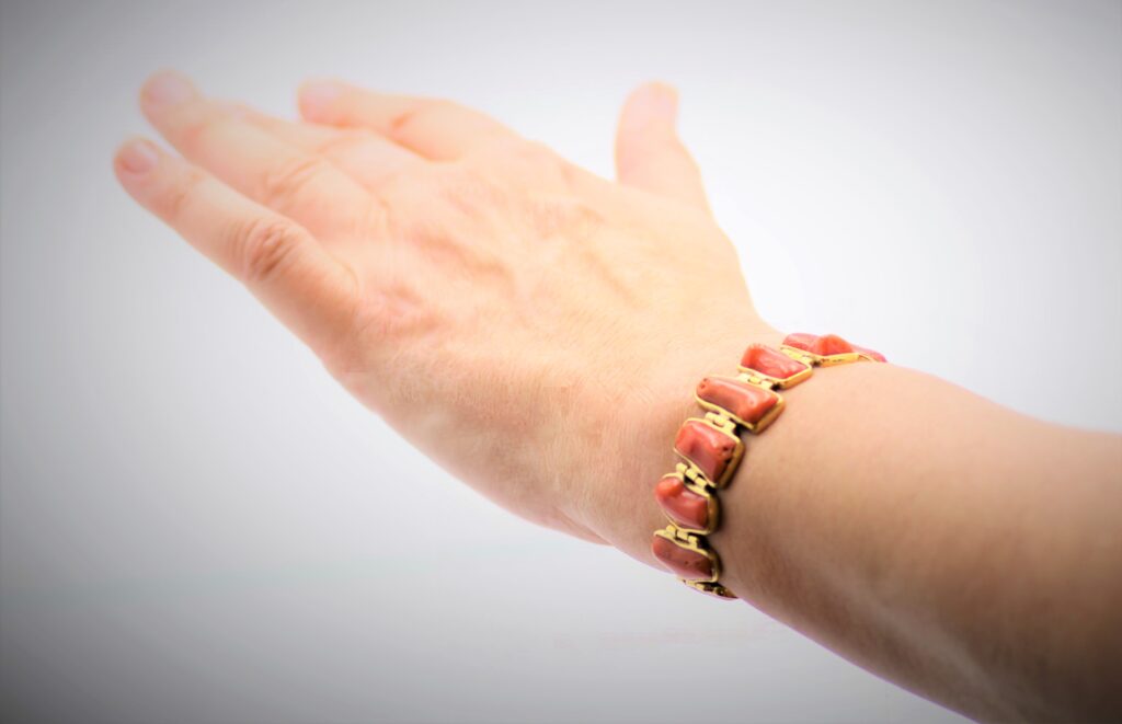 Coral and hot sale gold bracelet