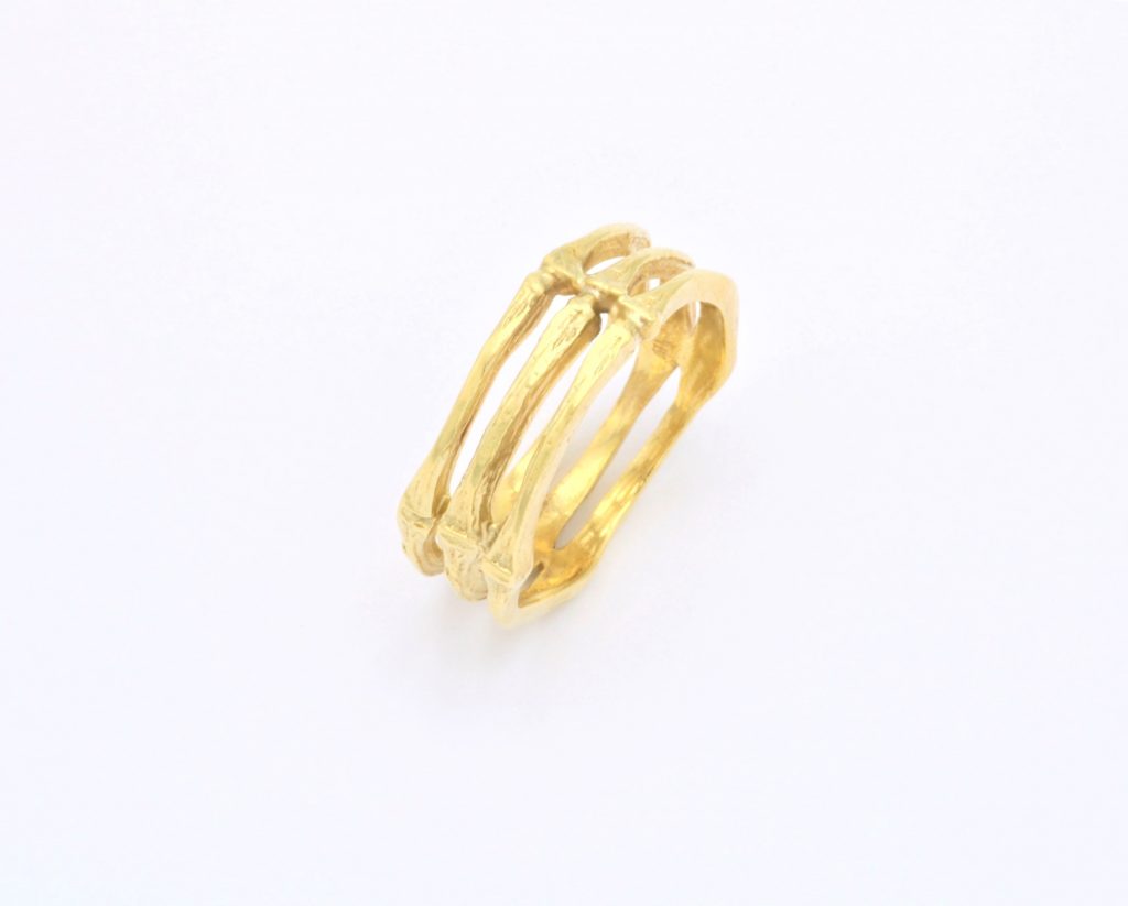 “Bamboo” Ring, silver, yellow