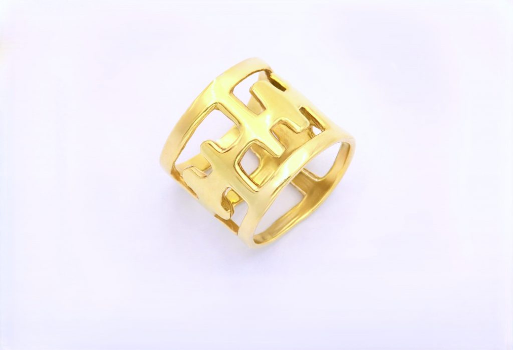 “Primitive outline” Ring silver, yellow