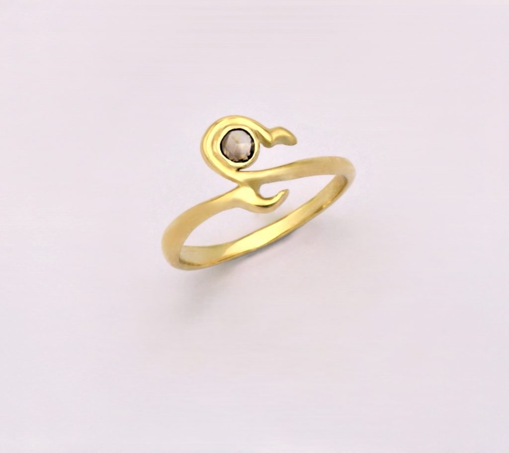 “Little swan” Ring, gold, diamond