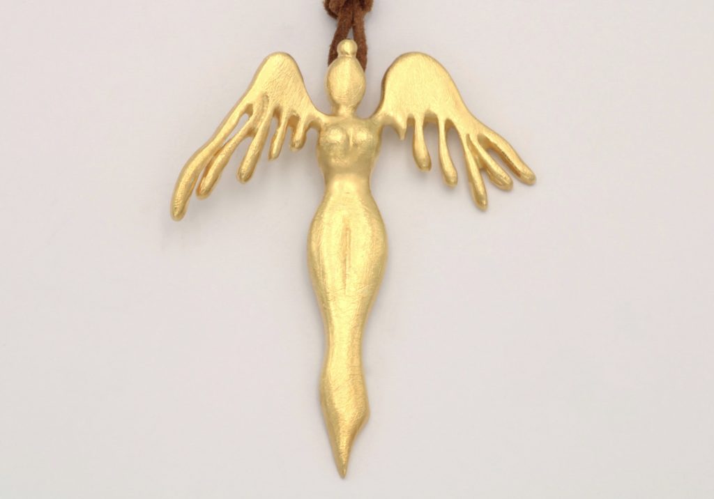 “She angel” Brooch silver, yellow, matt