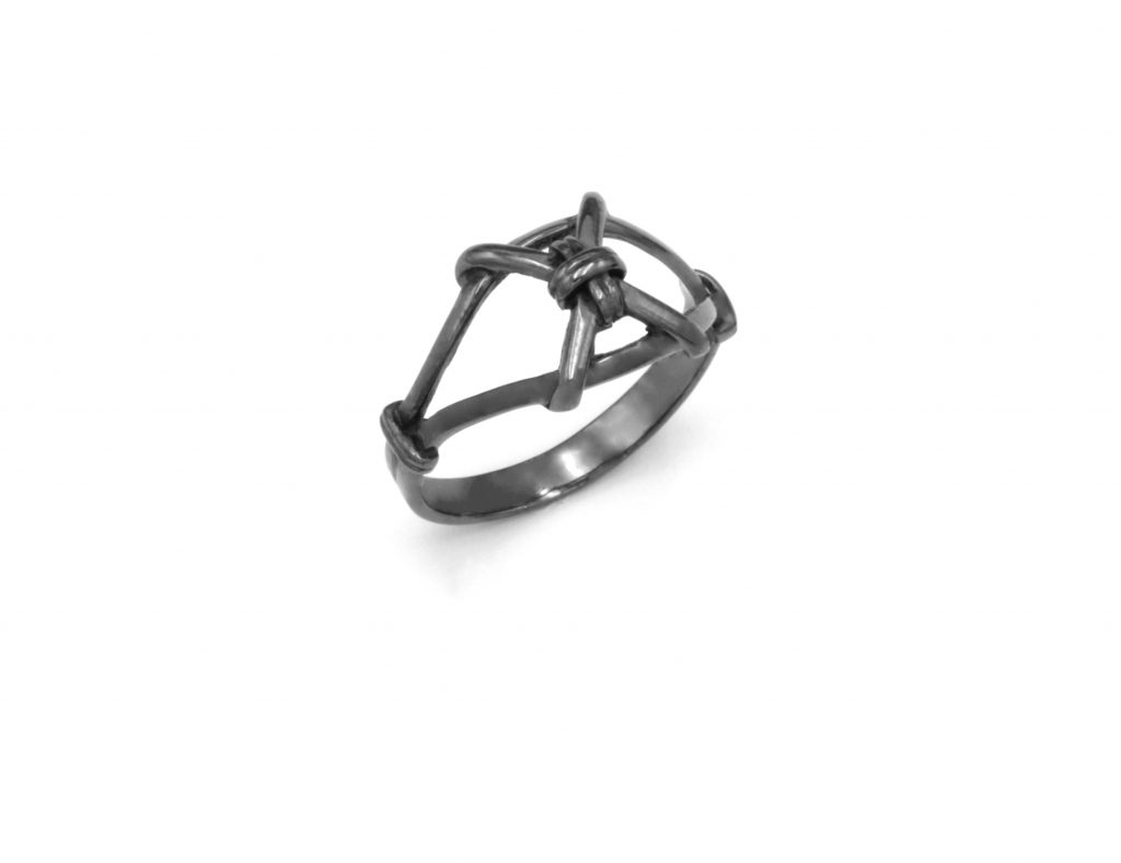 “Gordian knot II” Ring, silver, black