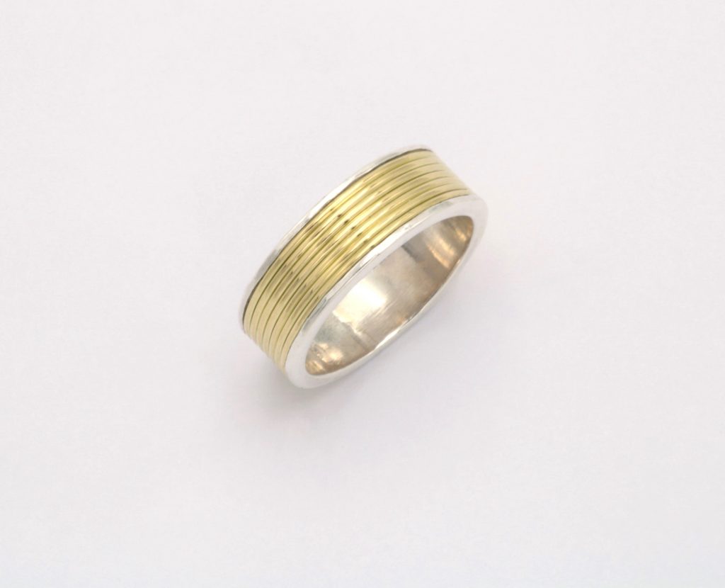 “Coil” Ring, silver and gold