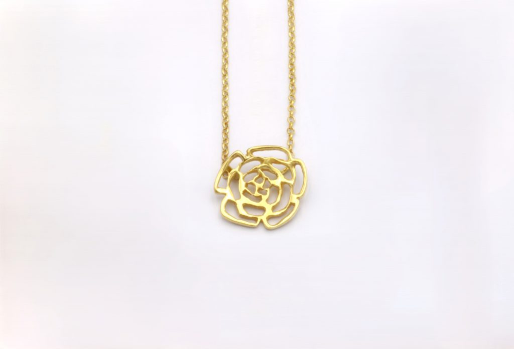 “Mini rose” Necklace silver, yellow