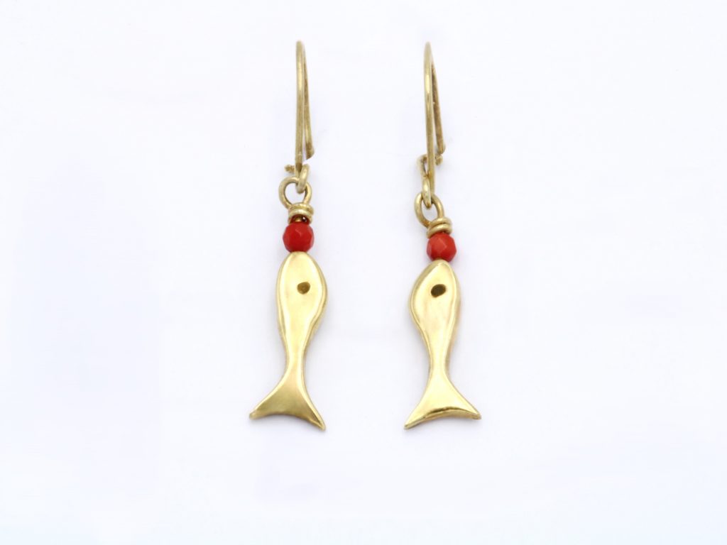 “Little fish” Earrings silver, yellow, coral