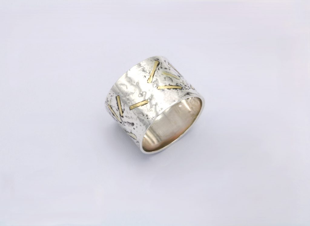 “Golden lines” Ring, silver and gold