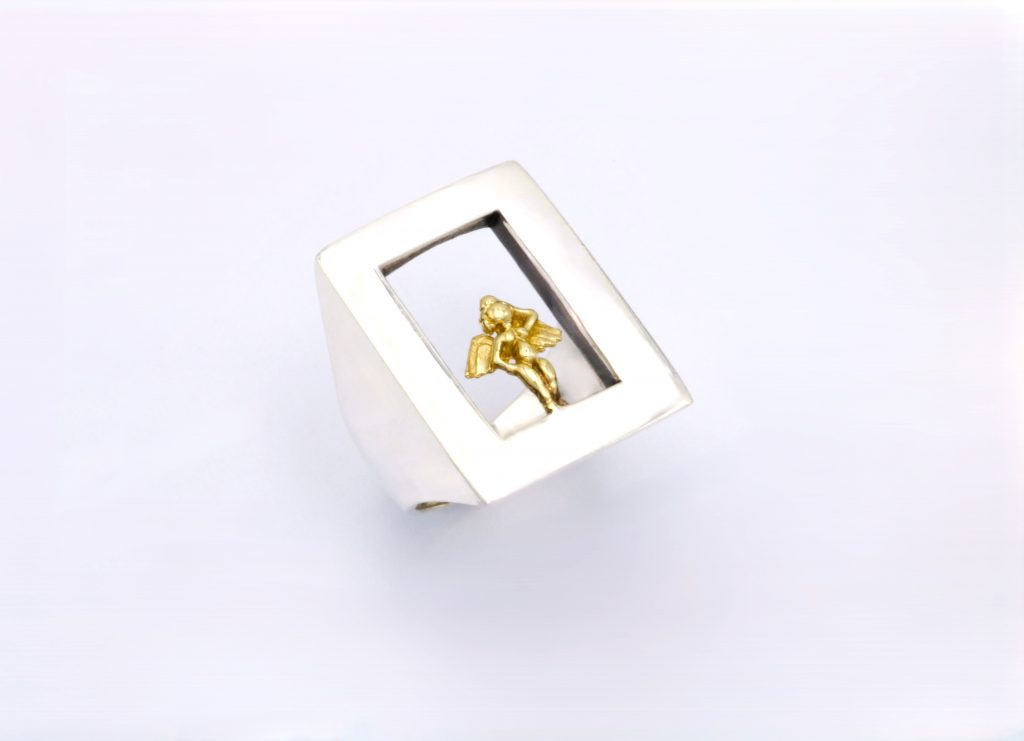 “Cherub” Ring, silver and gold