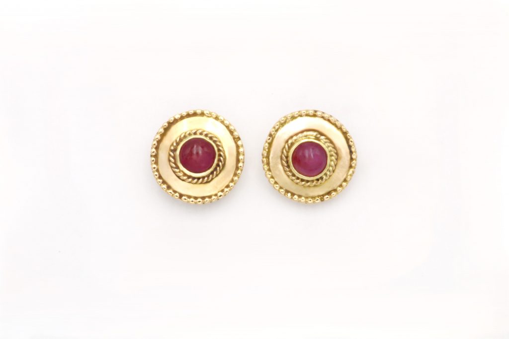 “Rossette Trikala” Earrings gold, ruby