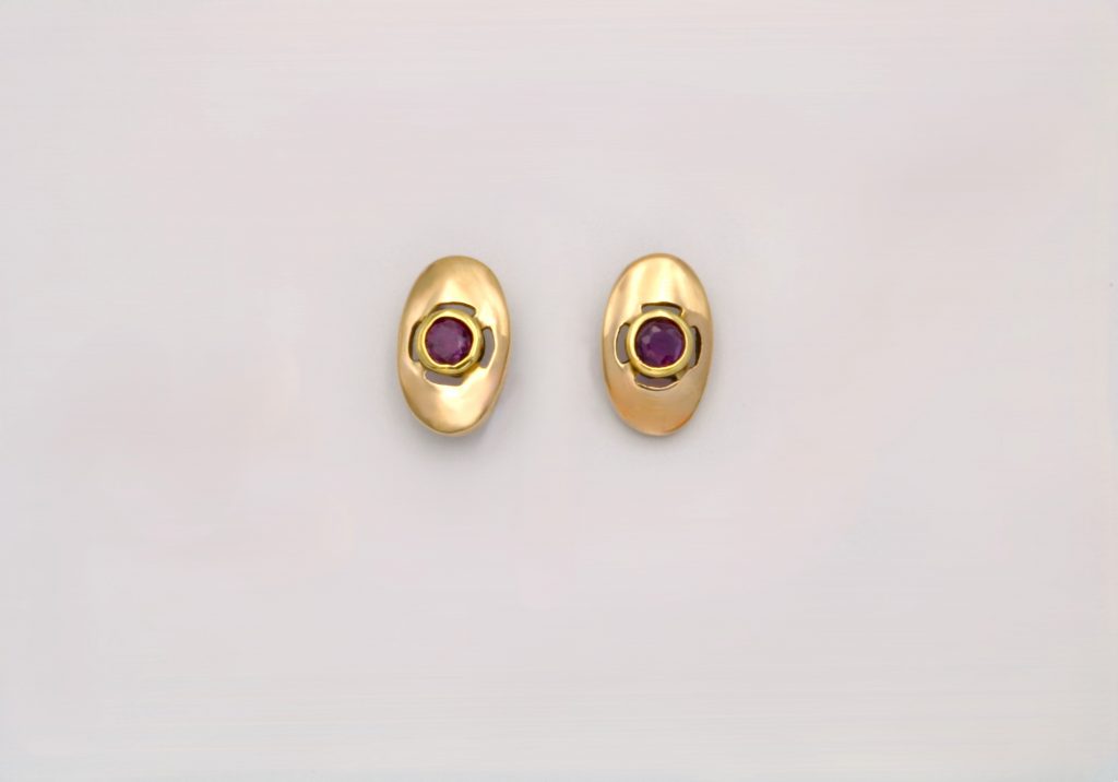 “Amorgos” Earrings gold, ruby