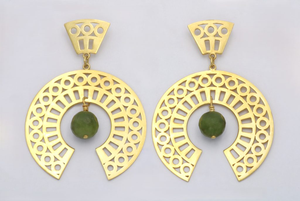 “Lacy” Earrings silver yellow jade