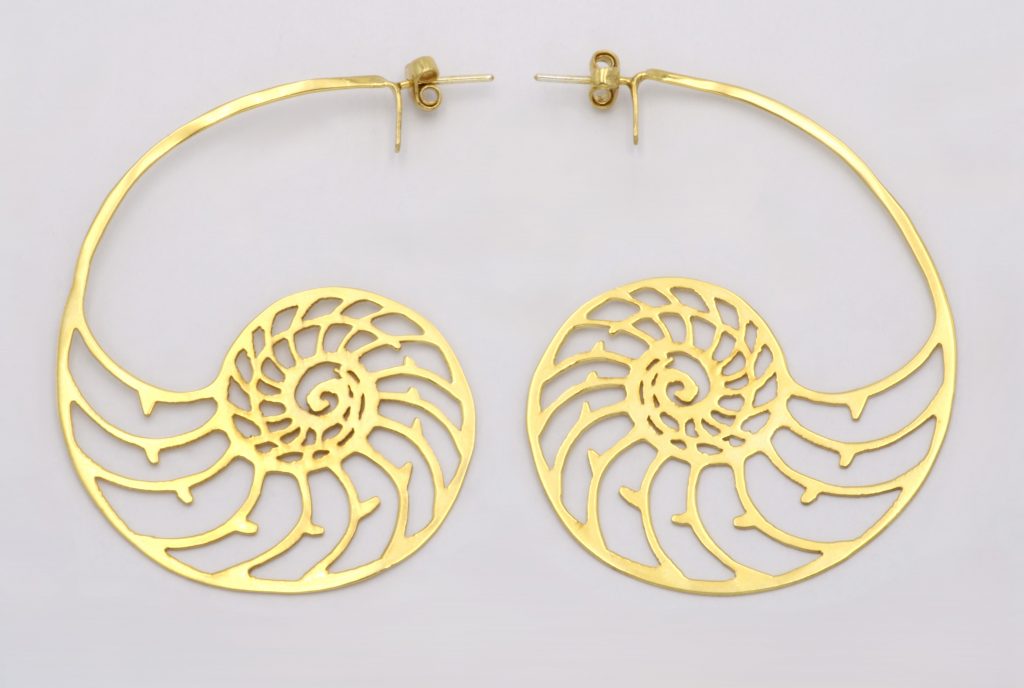 “Nautilus” Earrings silver yellow
