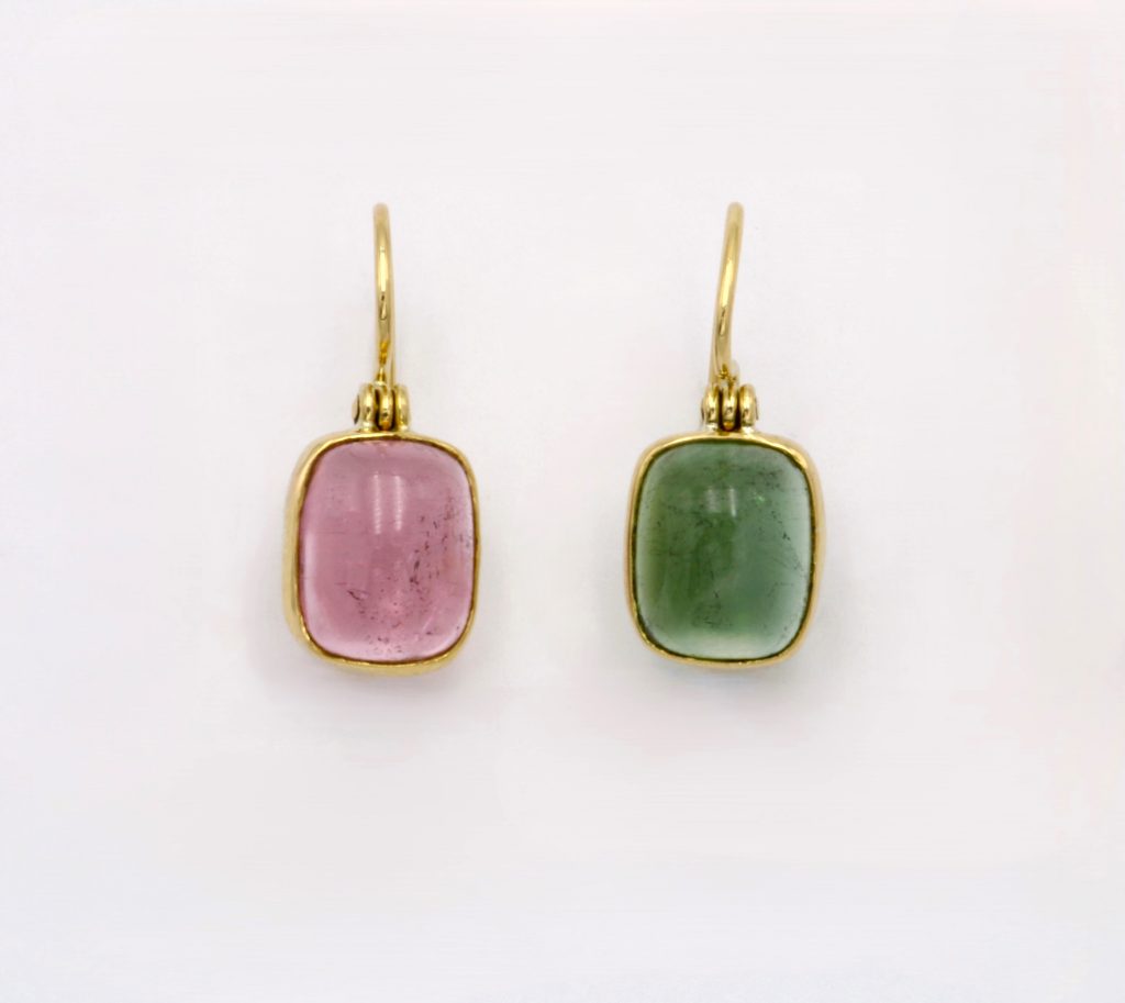 “…..like candies” Earrings gold, tourmaline