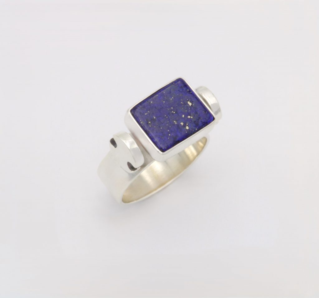 “Two edged axes” Ring, silver, lapis lazuli