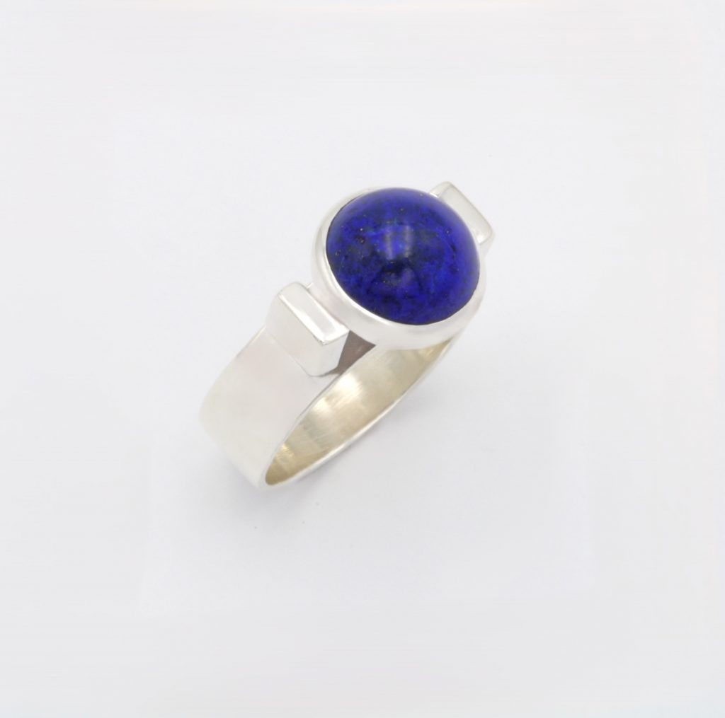 “Double squares” Ring, silver, lapis lazuli