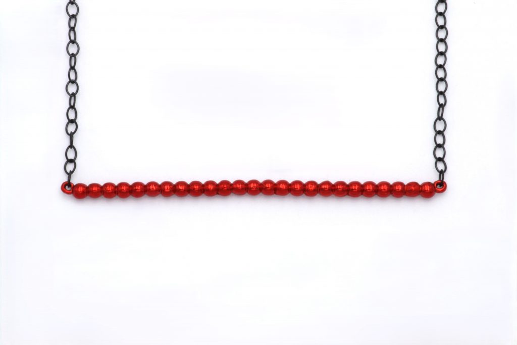 “Line” Necklace-lucky charm 2025 silver red black