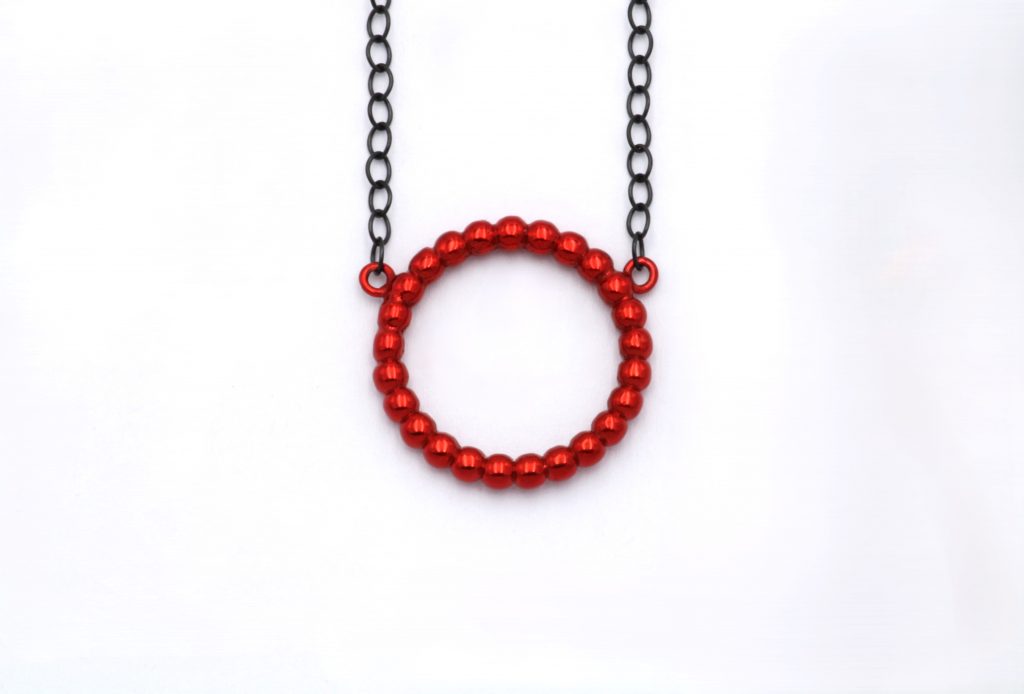 “Circle” Necklace-lucky charm 2025 silver red black