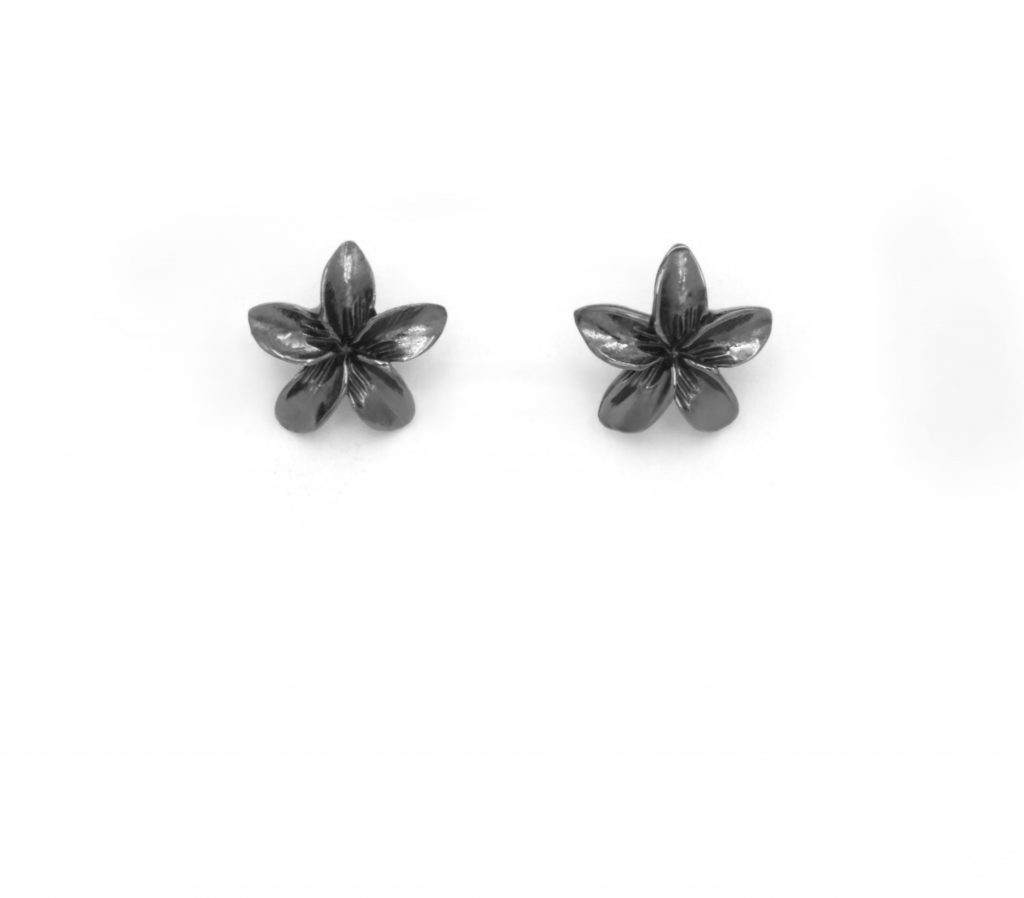 “Frangipani” Earrings silver black