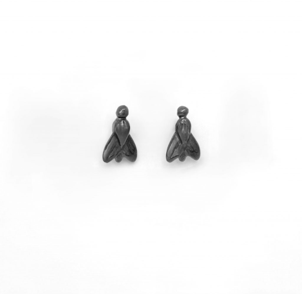 “Fly” Earrings silver black