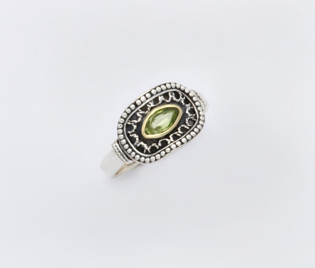 “Νaples” Ring, silver and gold, tourmaline