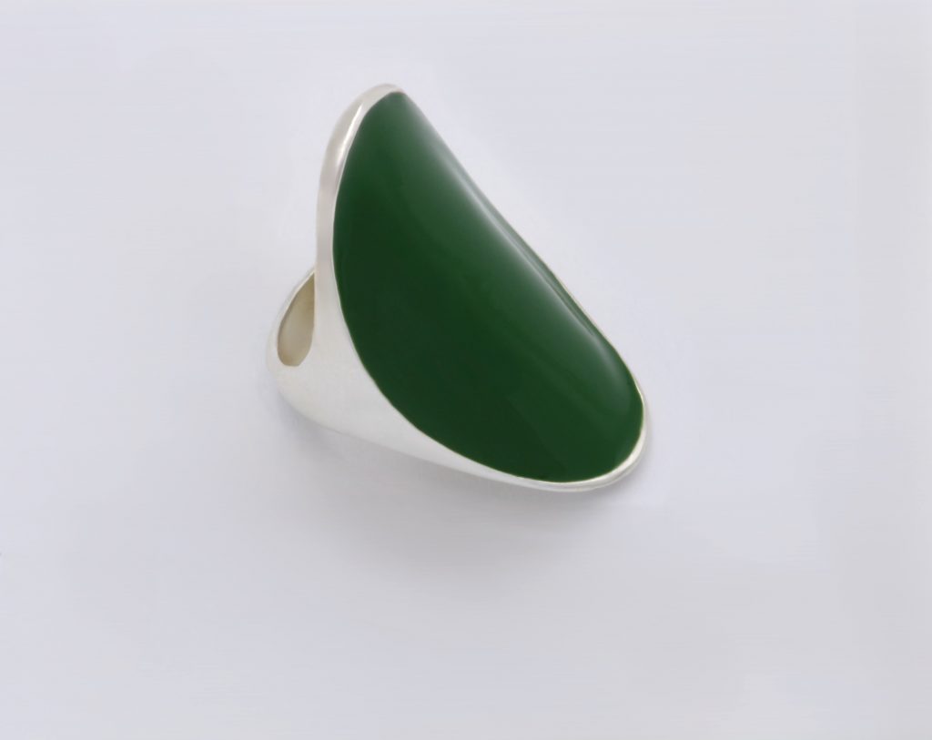 “Napoleon” Ring, silver, enamel green